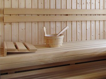 Die Sauna im Erdgeschoss